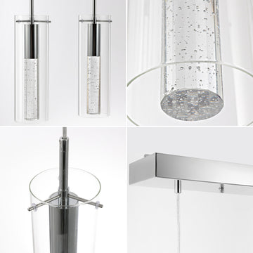 Mium Modern Style Iron/Crystal/Glass Integrated LED Linear Pendant - JONATHAN Y